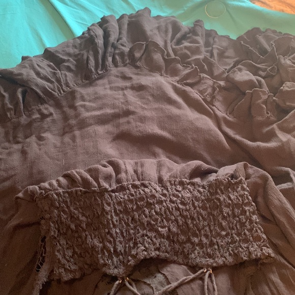 FREE PEOPLE long black dress beautiful lace top and ruffle hem scandalous!! - Picture 5 of 5